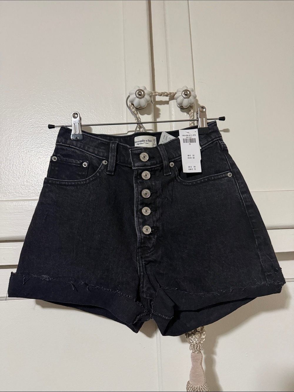 Abercrombie&Fitch High-Waist Black Denim Button-Front Women’s Shorts